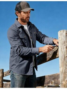 Large Turn Button Jackets & Coats | Mens Flannel Lined Shirt Jacket Snap Button Western ...